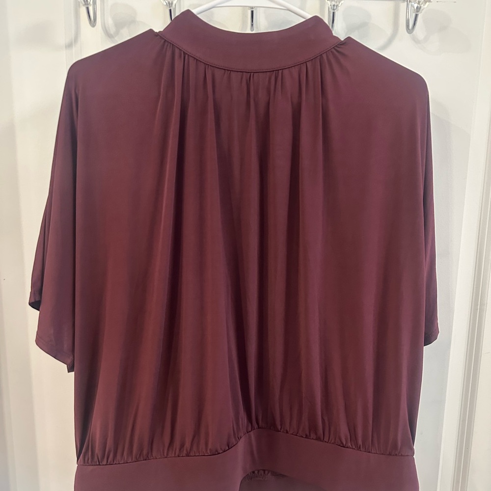 Worthington Red Short Sleeve Ribbed Blouse